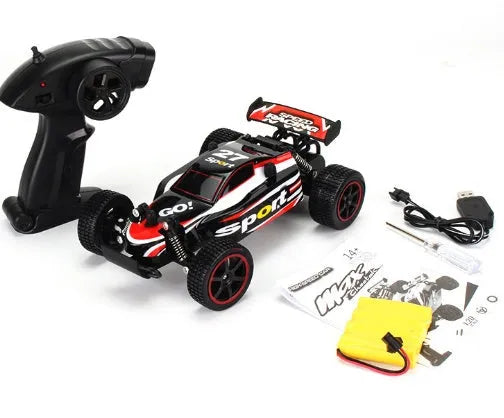 Blue and yellow 1:18 scale remote control drift car with 2.4Ghz transmitter
