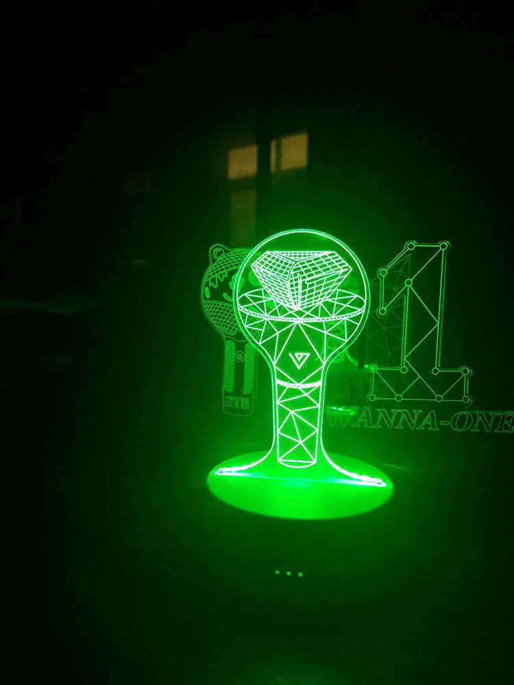 LED light-up acrylic display stand for BTS Tower Gem merchandise with clear base