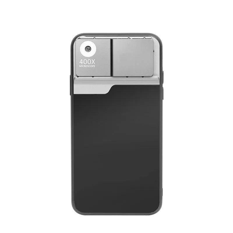 Aluminium alloy and TPU 400X microscope lens with clip-on case for iPhone mobile phones