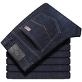 Men's stretch denim loose fit jeans in black or blue colour for autumn winter wear