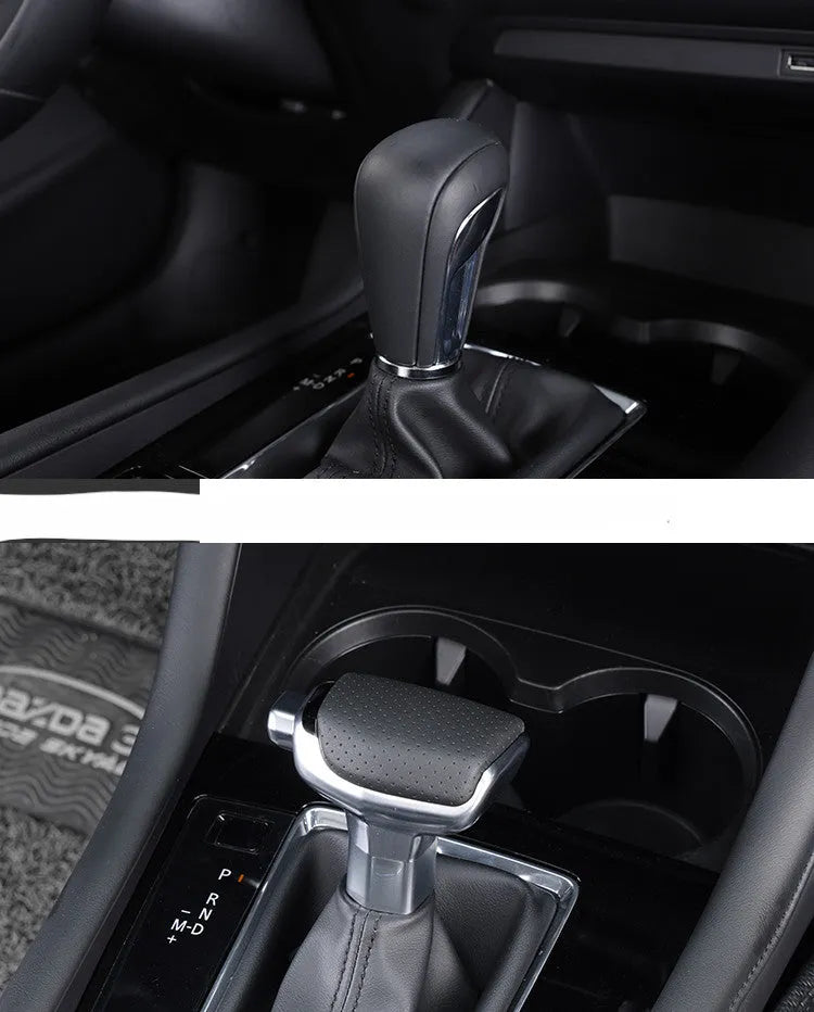 Genuine leather gear shift knob decoration for car interior in black colour