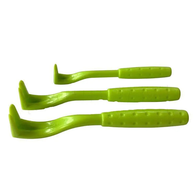 Blue plastic flea tick extractor for removing ticks and fleas from pets, shown on a white background