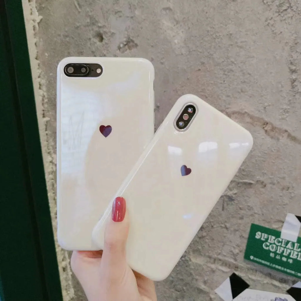 Simple bluwhite and white iPhone back cover case showing front and back views.