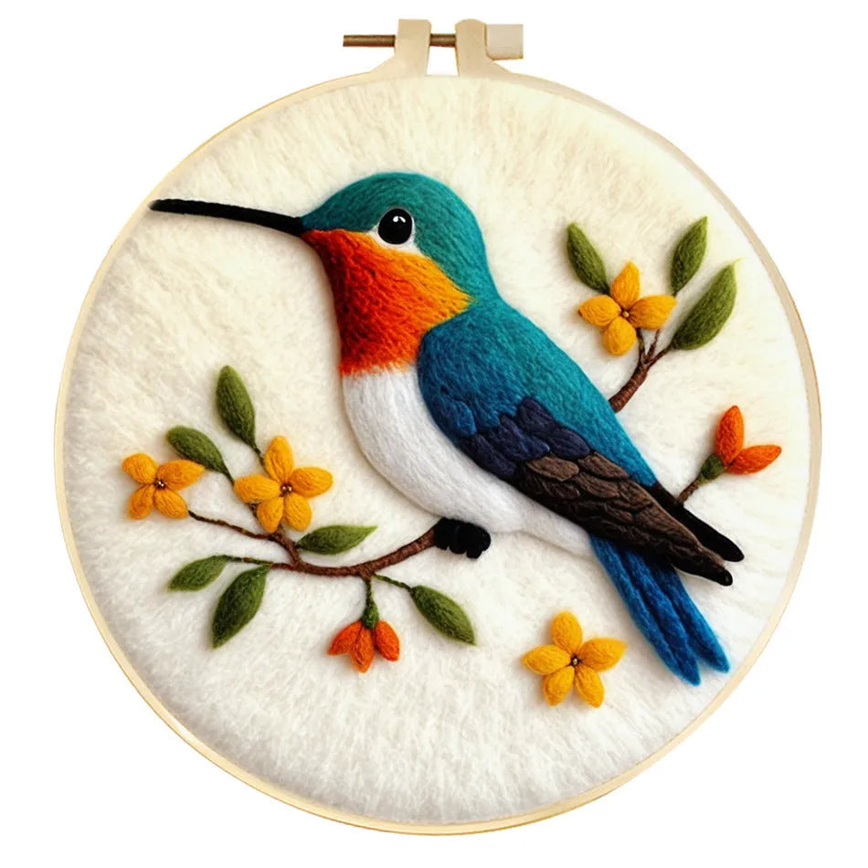 Handmade embroidery kit with festive pattern on linen fabric, 20 cm x 20 cm three-dimensional needlework design.