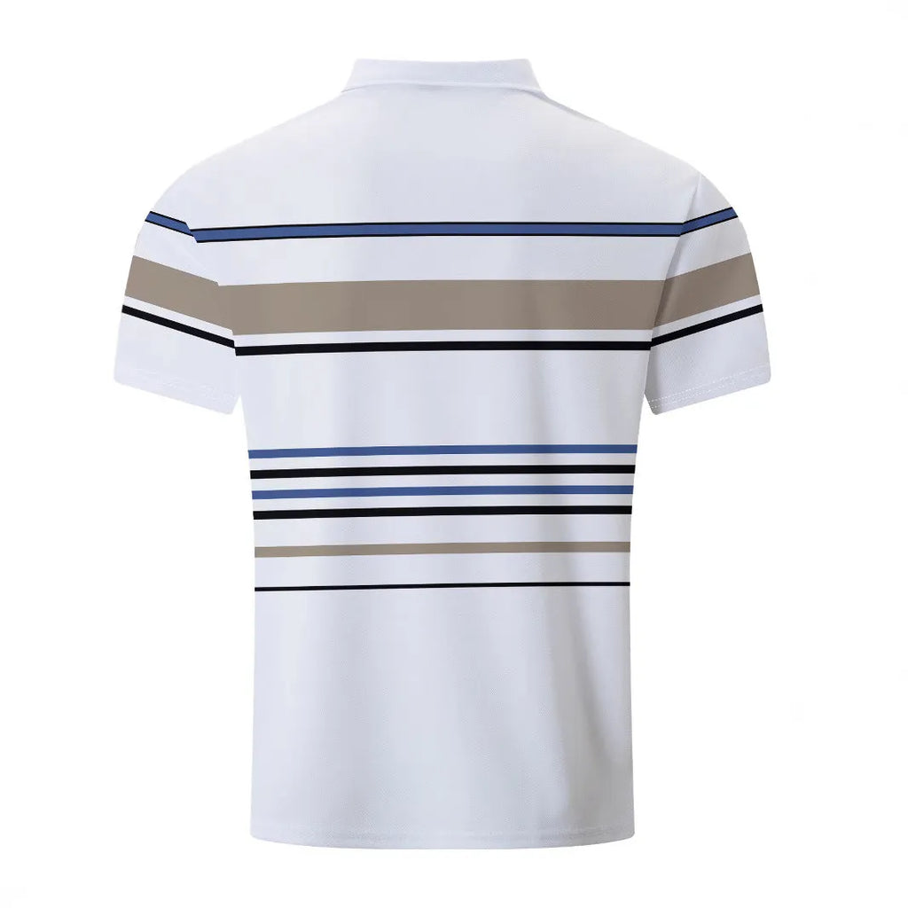 White striped men's short sleeve T-shirt with slim fit design