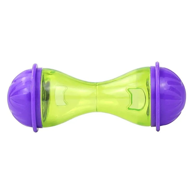 Plastic pet toy tumbler food dropping ball in bone shape, cat small size, or large size for dogs