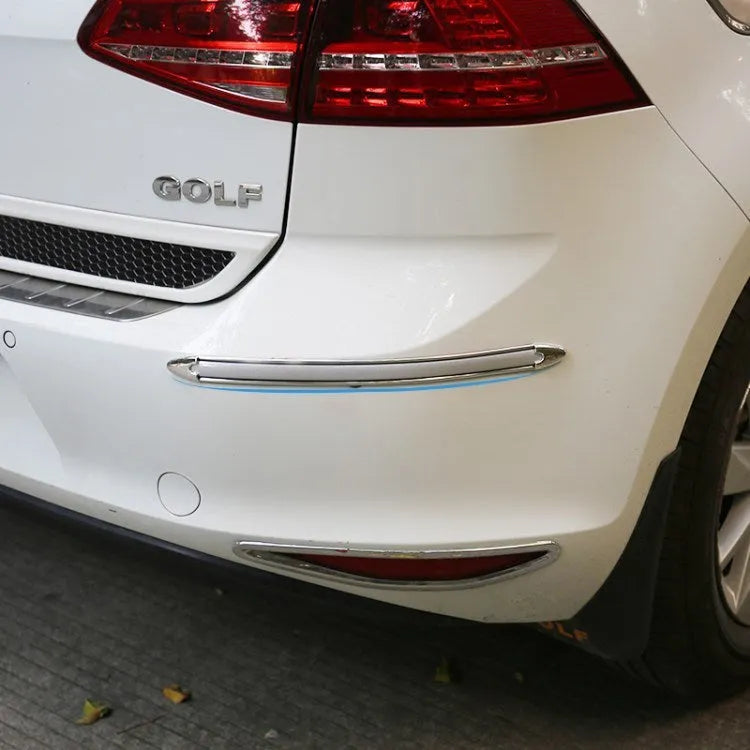Set of 4 silver electroplated car anti-collision bumper strips each 41cm long with black adhesive backing