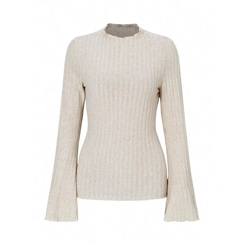 Long sleeve slim fit top with lantern sleeves in black brushed polyester fabric.