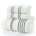 Pure cotton bath towel set with one large towel and two hand towels in neutral colours