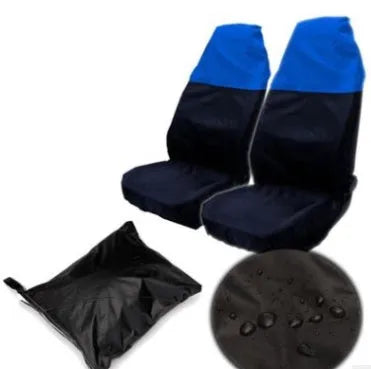 Black universal car seat cover made from 180T polyester measuring 132x54cm with foldable storage bag
