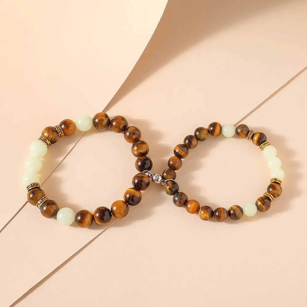 Amber geometric couple bracelets with retro patterns for matching jewellery