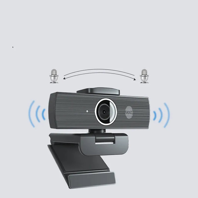 Black ABS computer webcam with USB cable and magnetic privacy cover for video conferencing