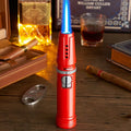 Windproof electronic inflatable cigar lighter black zinc alloy with direct blue flame spray gun