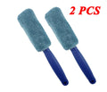 Microfiber car tire brush with long handle for cleaning wheels and hub caps