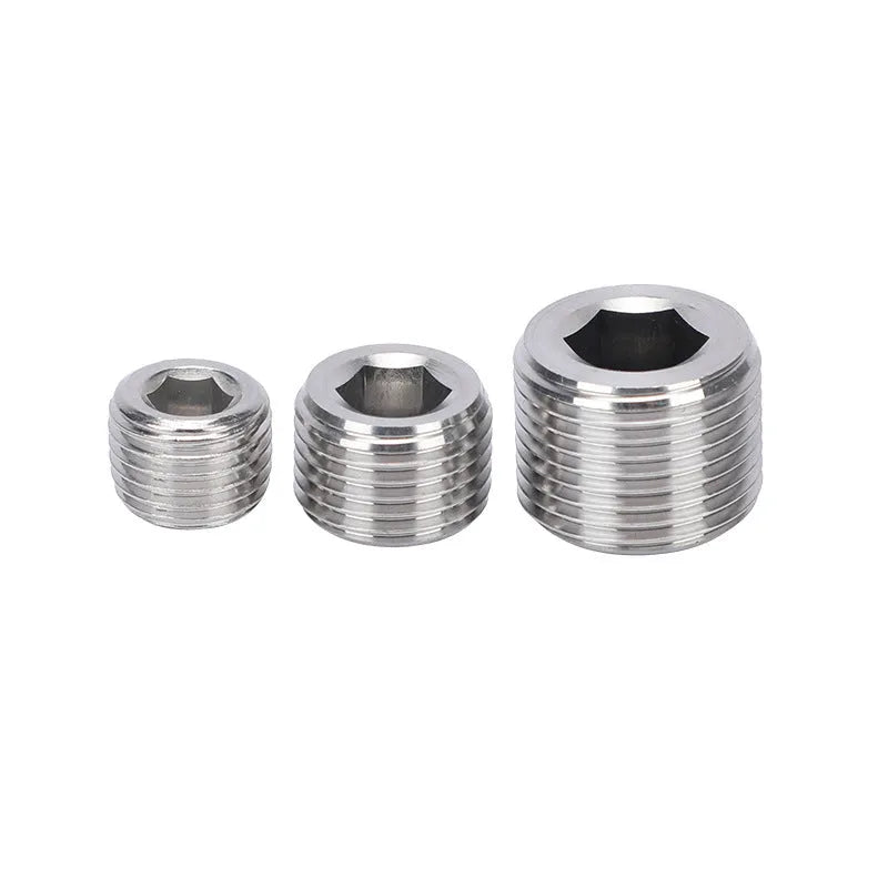 Stainless steel hexagon plug for 3/8 BSP pipe threads