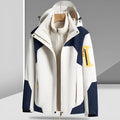 Three-in-one removable liner winter jacket with hood in bean green for women