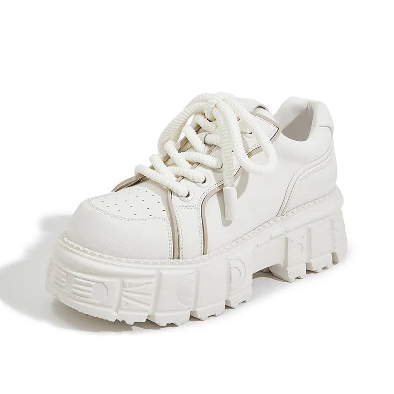 Spring muffin bottom leather shoes in beige or pink with viscose upper and rubber foam sole