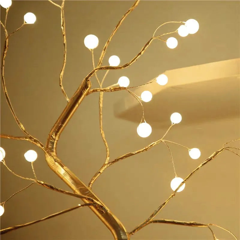 LED copper wire bedroom light with warm Nordic style, plastic body, and battery or USB power