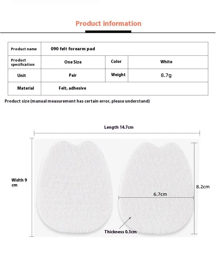 White thin felt shoe tongue stickers for front palm anti-wear protection