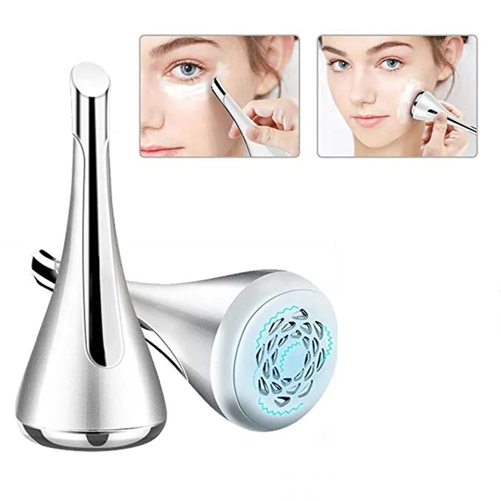 Small dumbbell gyro facial massager in gold, white or pink, 9.8cm ABS body, 1000rpm vibration, 40Gs magnetic force.