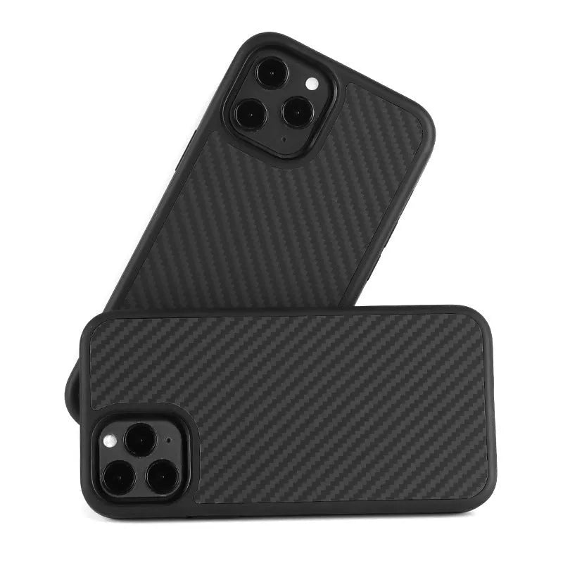 Handmade wooden phone case for Apple iPhone with TPU and Kevlar construction.