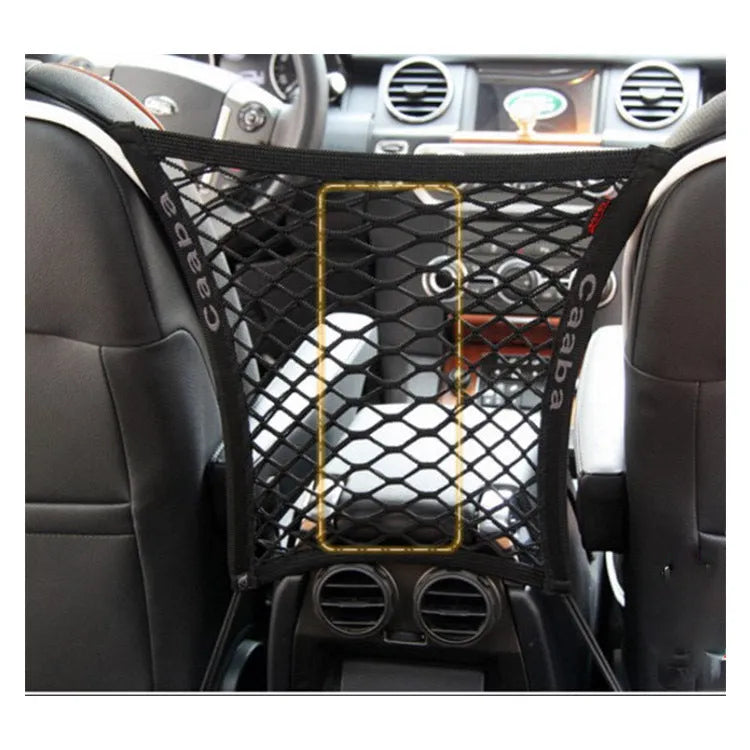 Black elastic nylon car pet fence with hooks for middle seat isolation