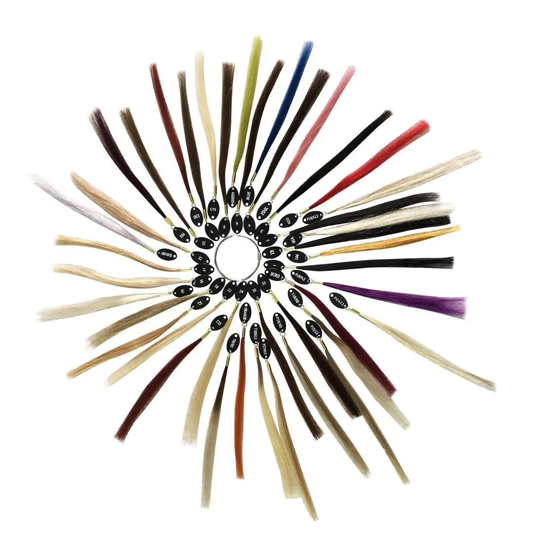 Hand-woven human hair colour board for hairdressing, available in 31, 42 or 48 colours
