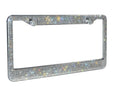 Bling Crystal stainless steel licence plate frame with diamond finish, 31x16cm, black or white, with anti-theft screw caps