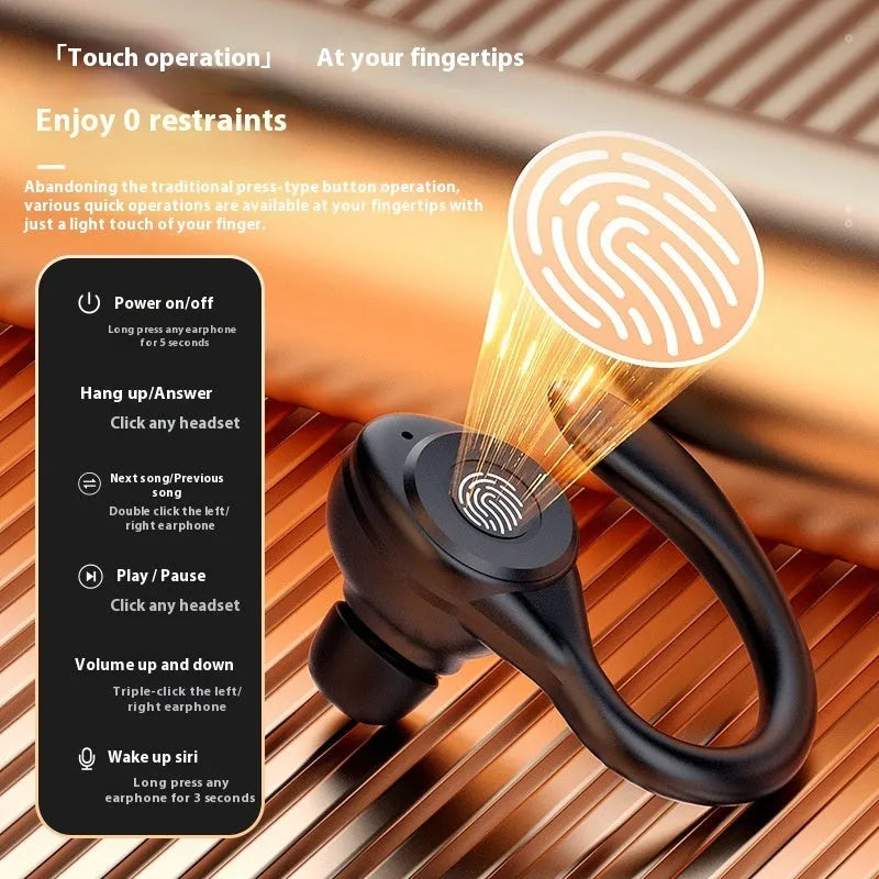 Y7 wireless Bluetooth headset ear-mounted for sports running in black with digital display