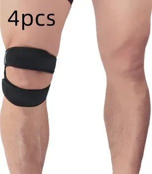 Patella knee support band with EVA shock pad, perforated rear knee, in black, grey, blue or pink
