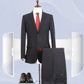 Men's black suit jacket flat collar two-button blazer daily wear chemical fibre blend 80% acetate