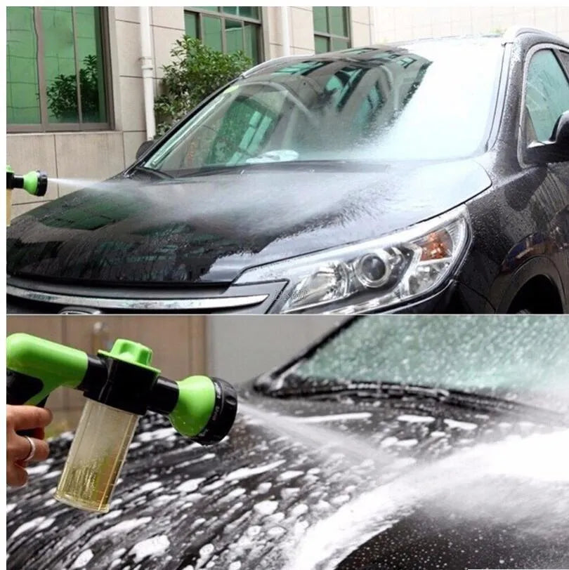 Green high-pressure foam spray gun with adjustable nozzle for car and household cleaning