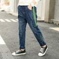 CUHK boys cotton straight casual trousers in dark blue with mid-waist fit suitable for heights 110 to 150 cm