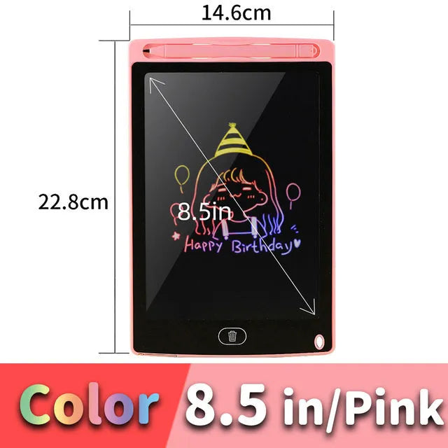 LCD writing tablet for children with plastic stylus in multiple sizes and colours