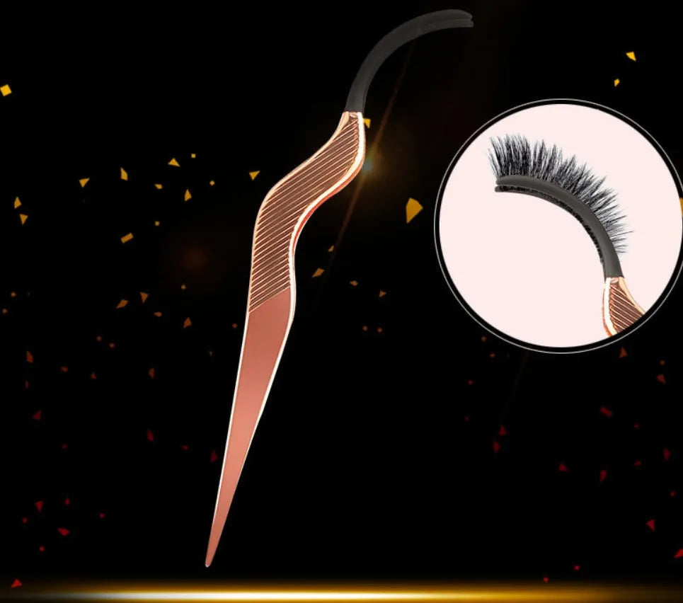 Rose gold eyelash curler aid for false eyelash application, local style makeup tool