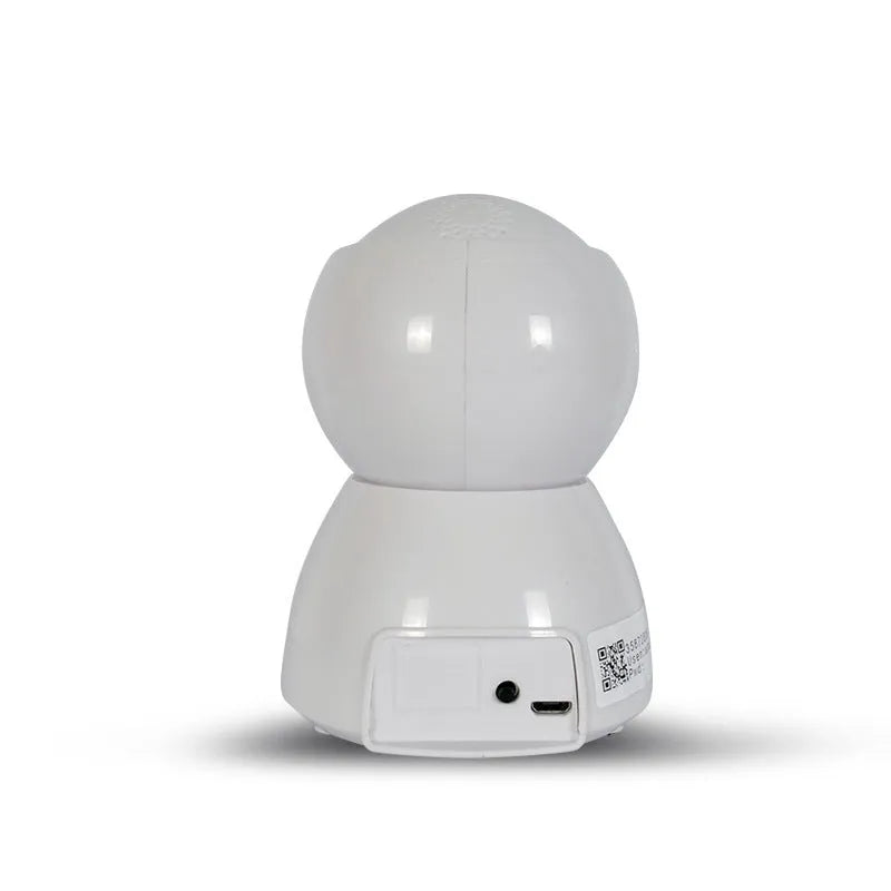 White wireless WiFi dome security camera with 2 megapixel CMOS sensor, supporting 64GB memory card and remote viewing