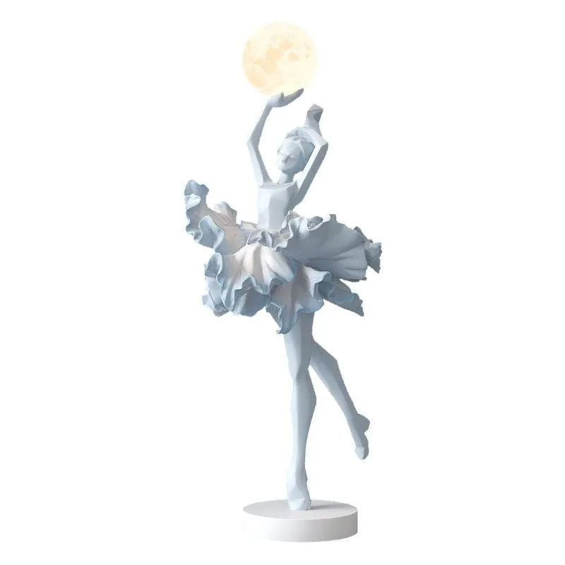 Art girl themed resin night lamp ornament with USB charging in black gold, white, pink, or light blue.