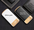 White plastic portable power bank with full screen display showing battery level, 10000mAh capacity