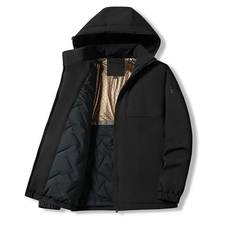 Autumn winter outdoor waterproof jacket with temperature sensing technology in polyester material