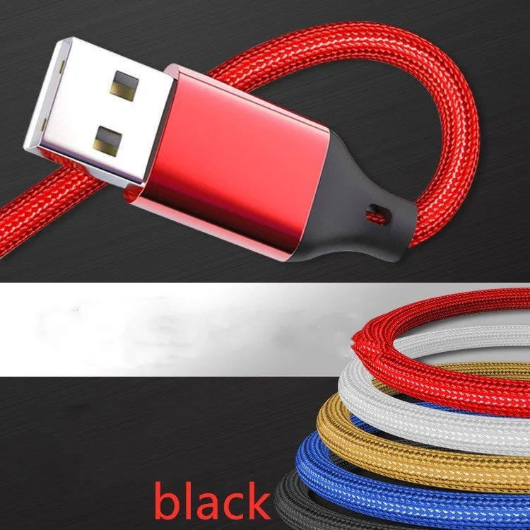 Three-in-one charging cable 1.2 metres long with TPE and nylon braid in multiple colour options