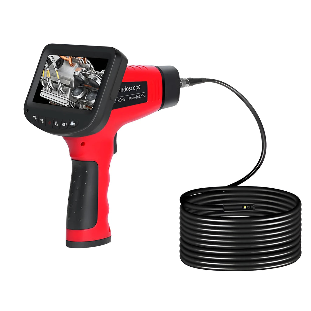 8.5mm dual-lens endoscope inspection camera with cable and memory card.
