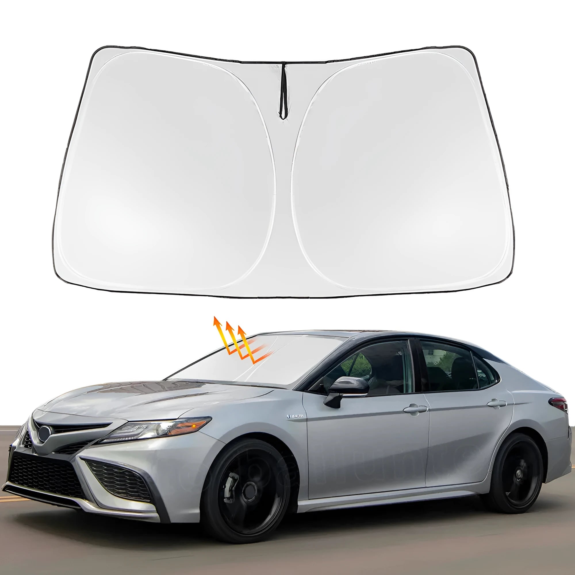 Silver car windshield sunshade designed for Toyota NOAH XOVY 90 series vehicles.