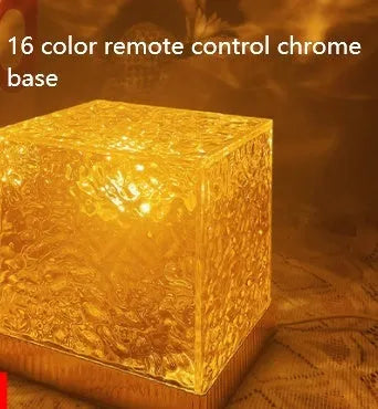 USB LED water ripple night light with rotating crystal projection and remote control