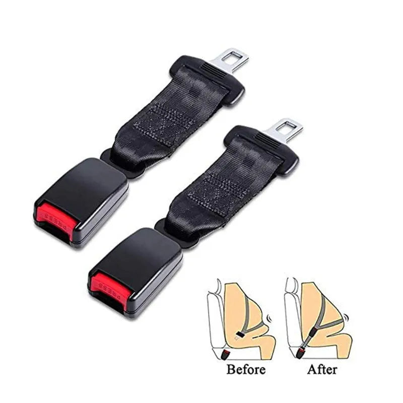Black 36cm long ribbon car seat belt extender for 21mm inserts