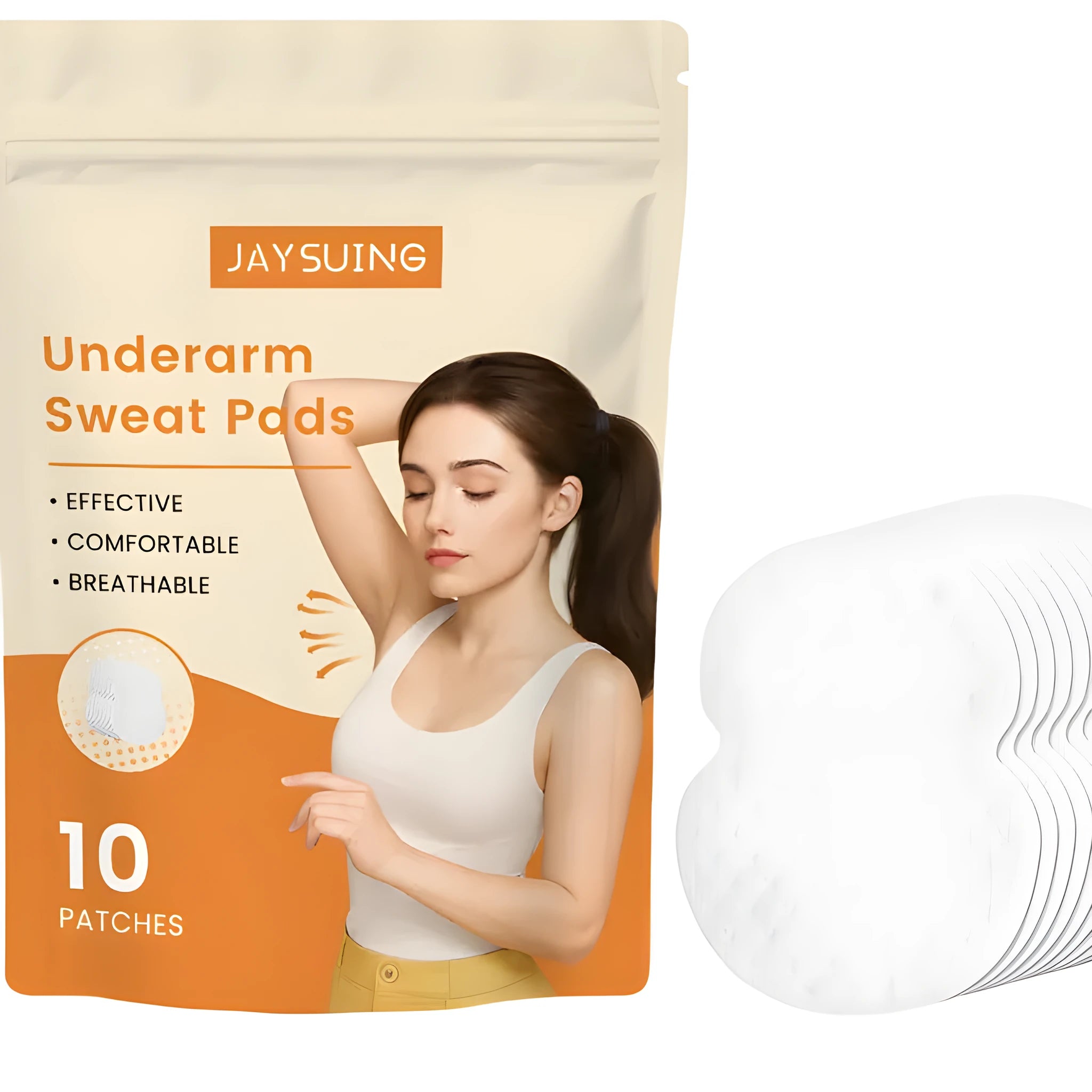 Pack of 10 underarm sweat absorbing patches with hydrogel and vitamin E formula