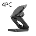 Black foldable magnetic wireless phone charger showing compact 70x70mm design with QC3.0 fast charging