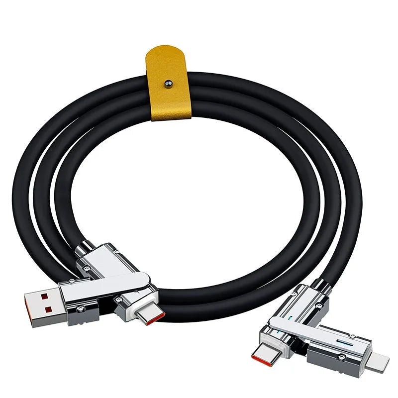Fast charging mobile phone cable with zinc alloy connectors in orange colour