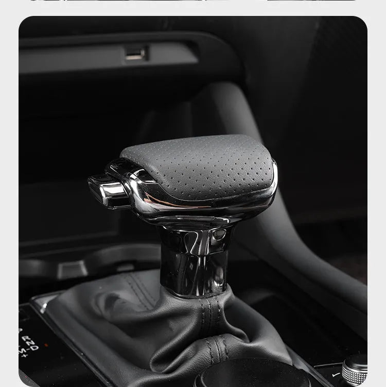 Genuine leather gear shift knob decoration for car interior in black colour