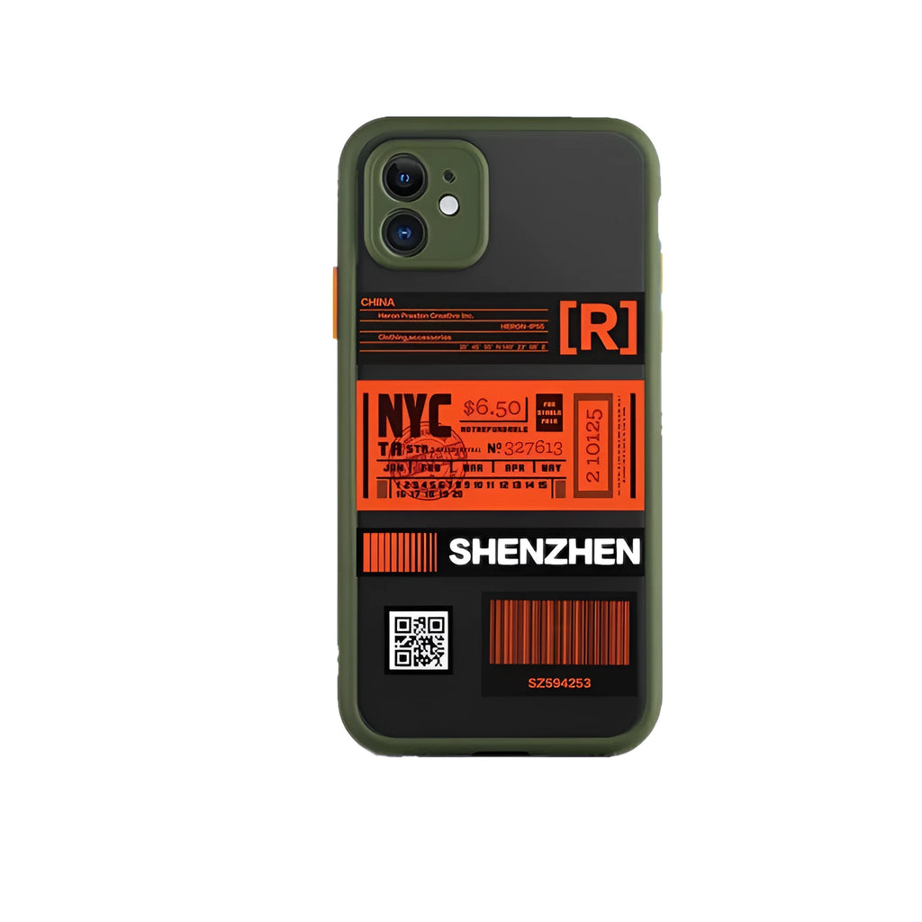 Boarding pass silicone phone case in Japanese Korean style skin feel finish army green colour for iPhone