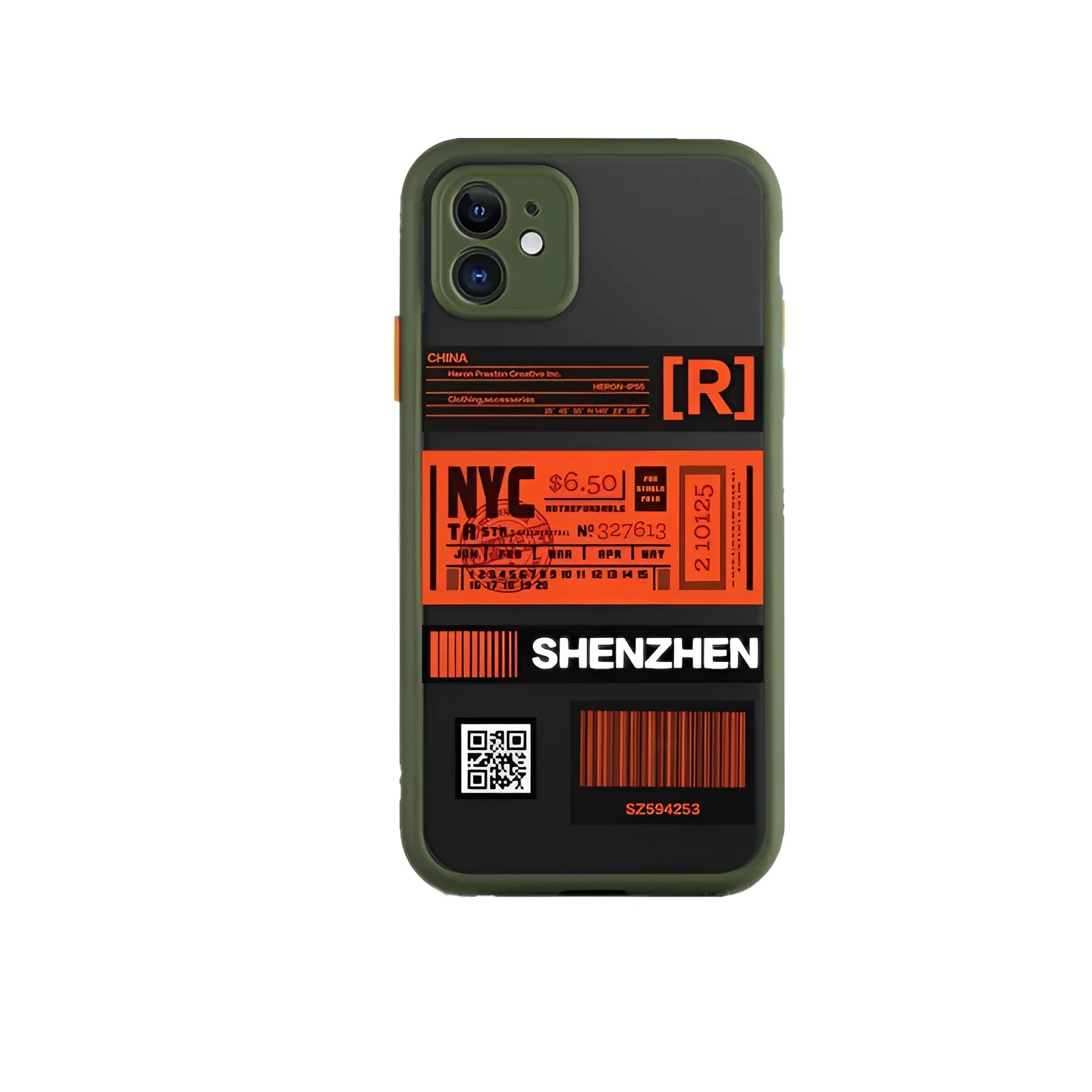 Boarding pass silicone phone case in Japanese Korean style skin feel finish army green colour for iPhone